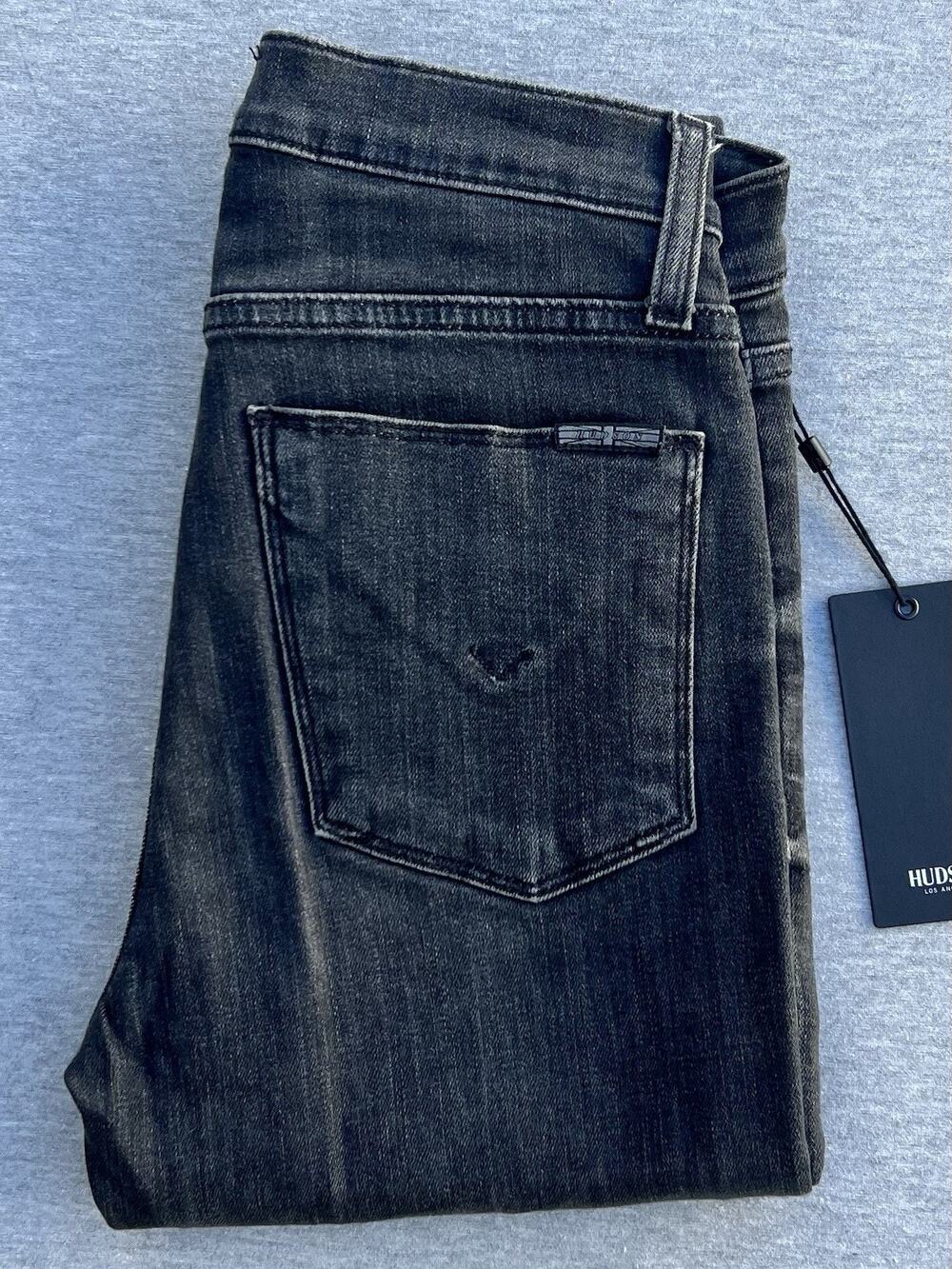 HUDSON Barbara High-Waist Super Skinny Stretch Jeans Dark Grey Women Size 26 NWT